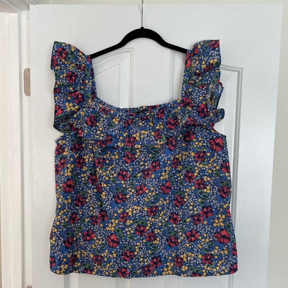 NWT - Ann Taylor Floral Blouse with Ruffle - XXL